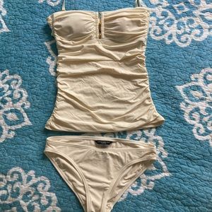 Women’s bandeau style tankini.